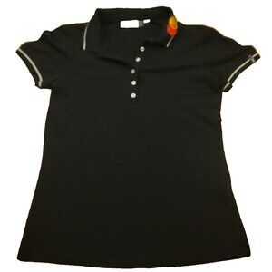 KJUS Womens 38 / M Shirt Polo Blouse Short Sleeve Black UPF 30+‎